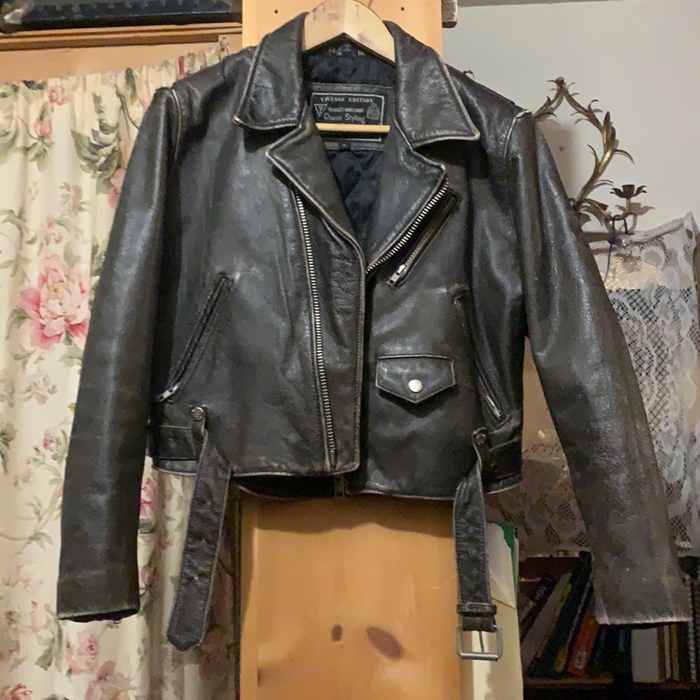 Vintage Guess Marciano Leather Bomber/Moto Jacket